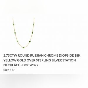 NWOT 2.75CTW ROUND RUSSIAN CHROME DIOPSIDE 18K YELLOW GOLD‎ OVER STERLING SILVER